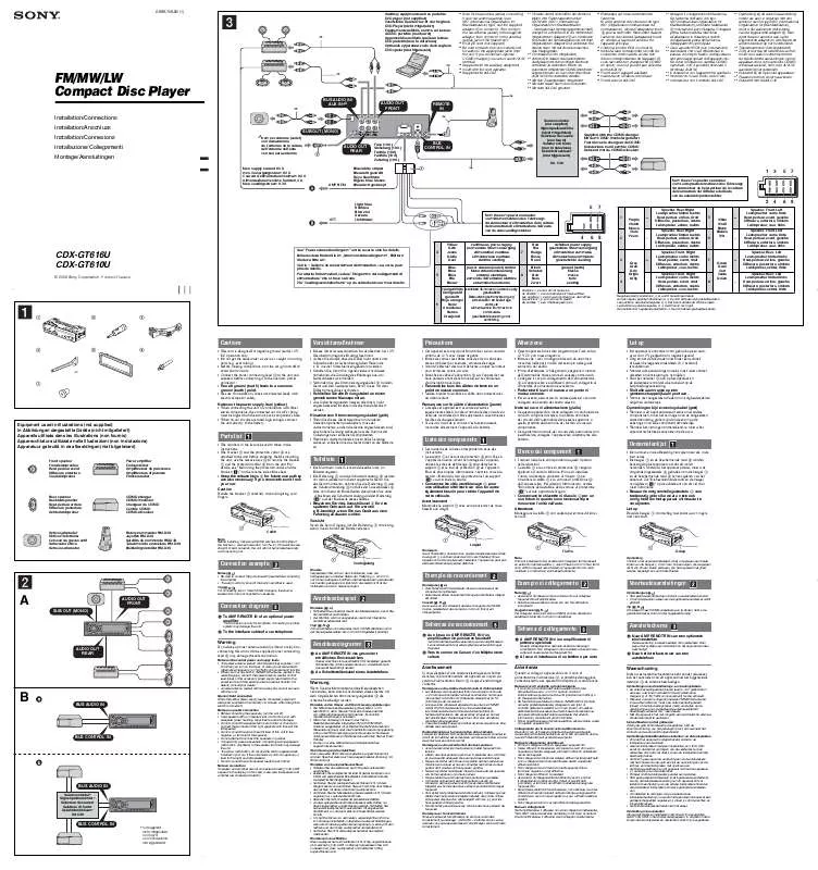 Mode d'emploi SONY CDX-GT610U