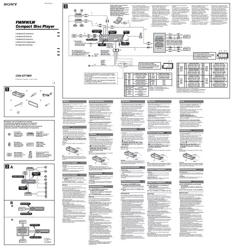 Mode d'emploi SONY CDX-GT700D