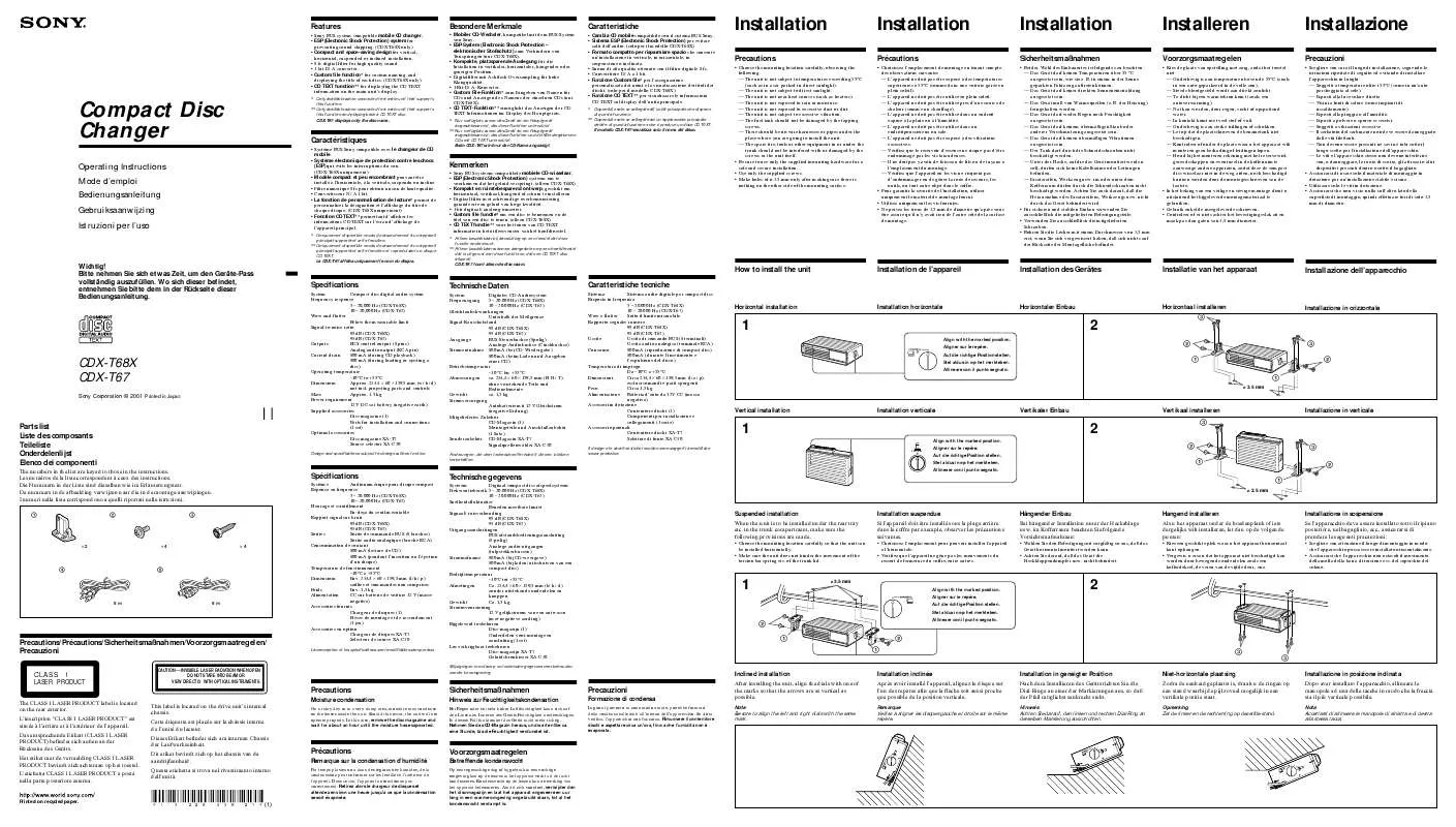 Mode d'emploi SONY CDX-T67