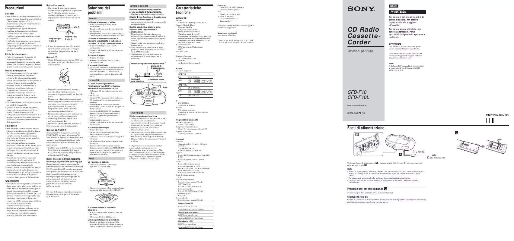 Mode d'emploi SONY CFD-F10