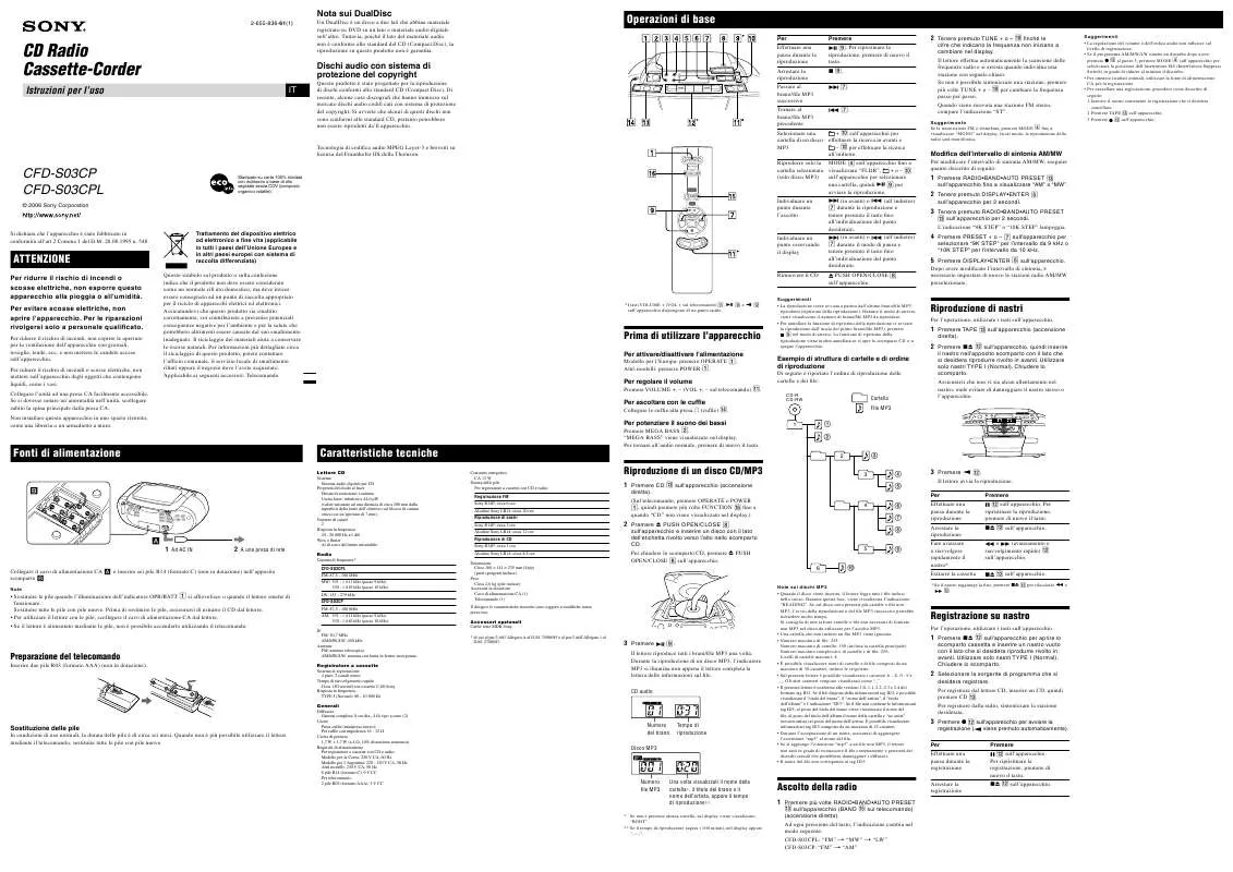 Mode d'emploi SONY CFD-S03CPL