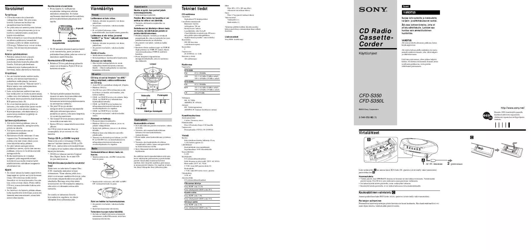 Mode d'emploi SONY CFD-S550