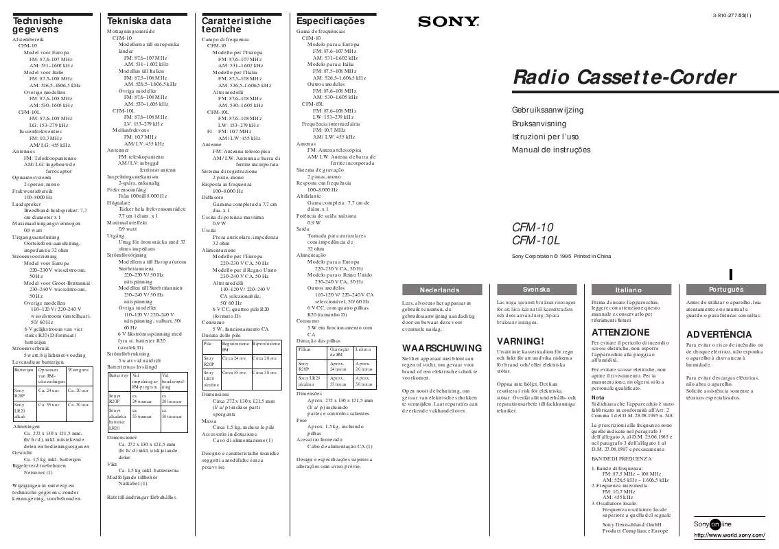 Mode d'emploi SONY CFM-10