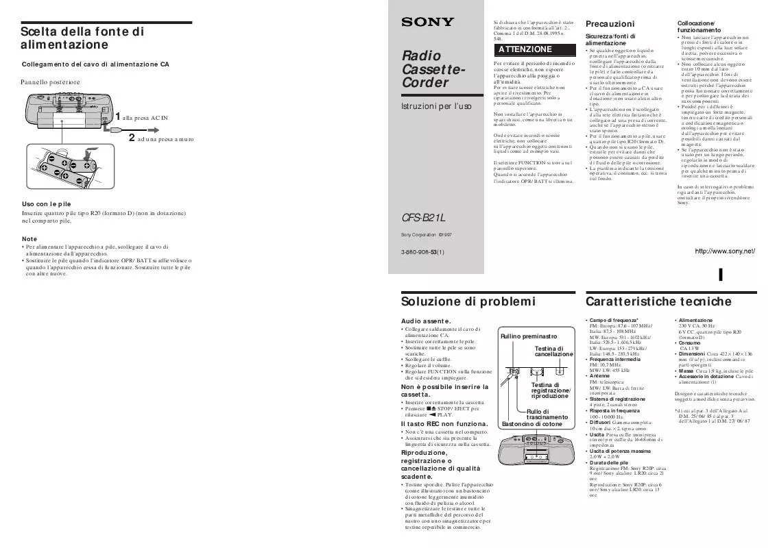 Mode d'emploi SONY CFS-B21L