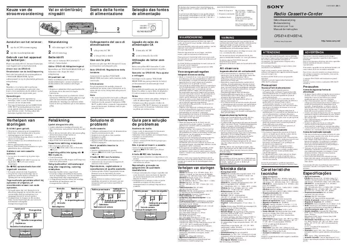 Mode d'emploi SONY CFS-E14