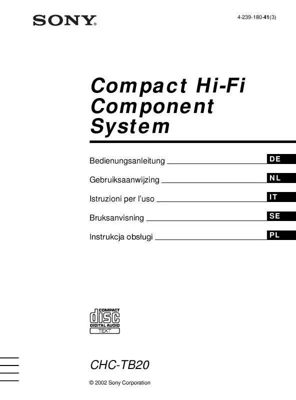 Mode d'emploi SONY CHC-TB20