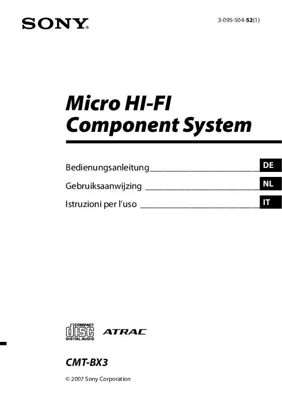 Mode d'emploi SONY CMT-BX3