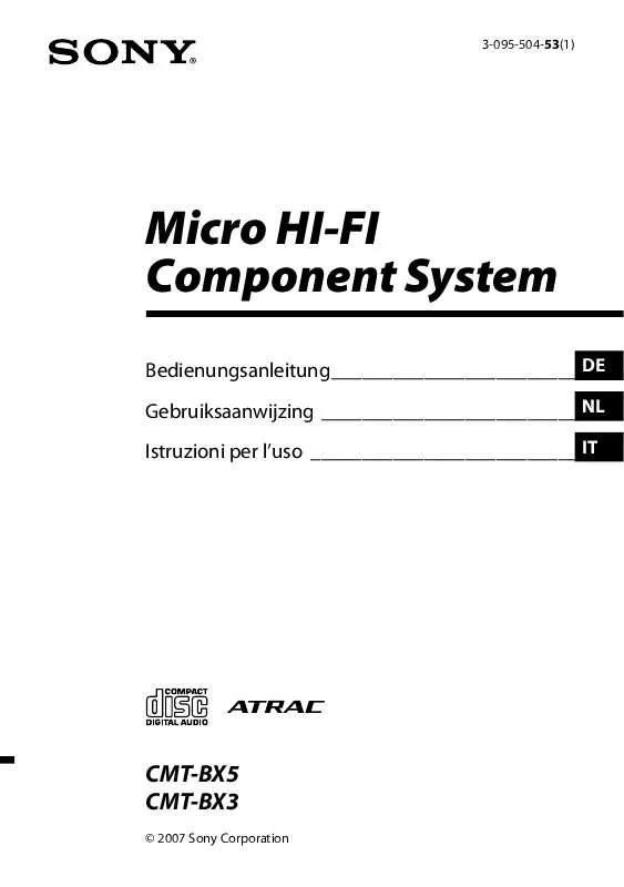 Mode d'emploi SONY CMT-BX5