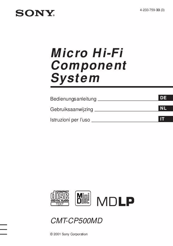 Mode d'emploi SONY CMT-CP500MD