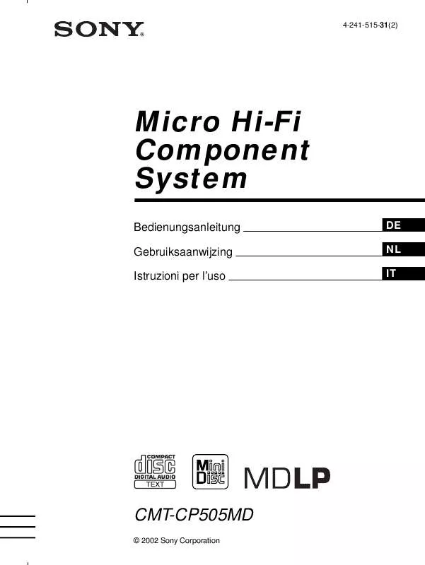 Mode d'emploi SONY CMT-CP505MD