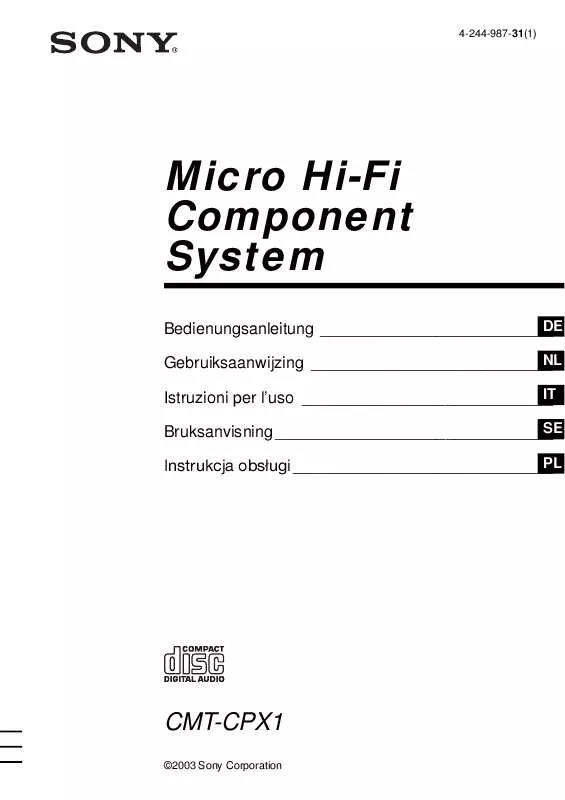 Mode d'emploi SONY CMT-CPX1