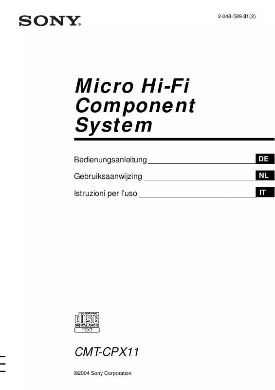 Mode d'emploi SONY CMT-CPX11