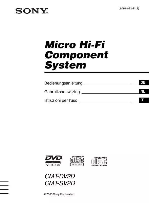 Mode d'emploi SONY CMT-DV2D