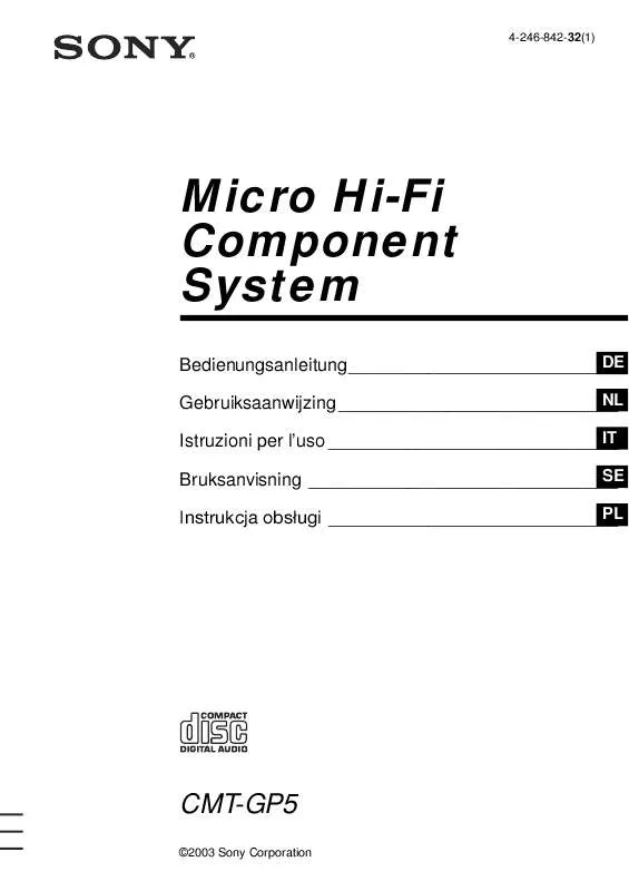 Mode d'emploi SONY CMT-GP5