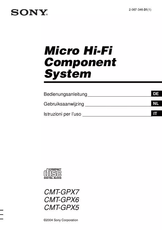 Mode d'emploi SONY CMT-GPX5