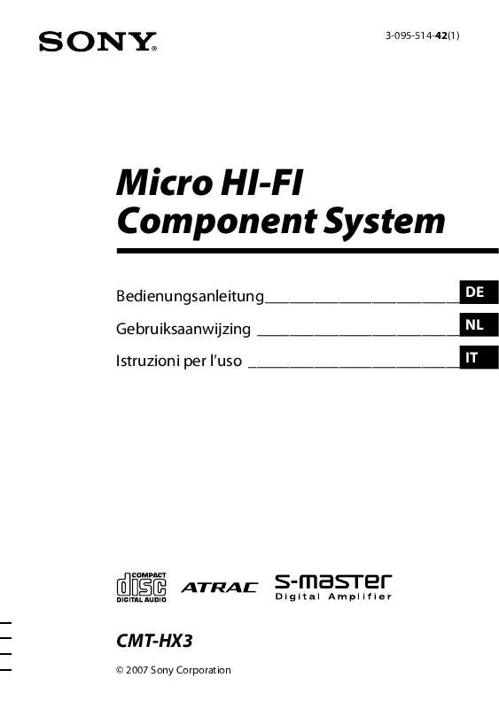 Mode d'emploi SONY CMT-HX3