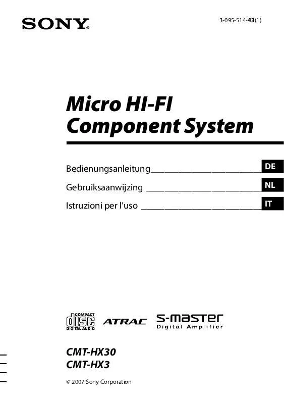 Mode d'emploi SONY CMT-HX30