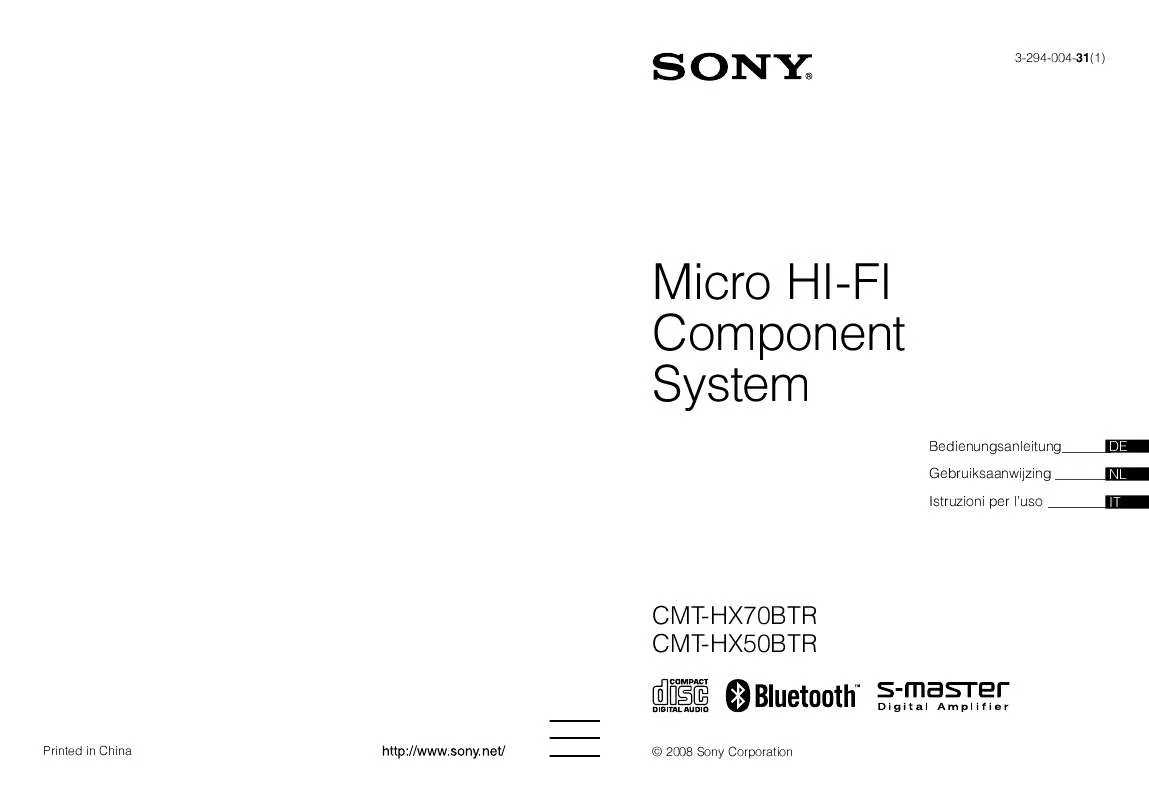 Mode d'emploi SONY CMT-HX50BTR