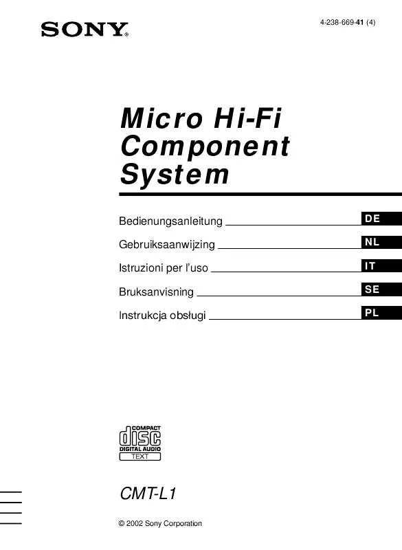 Mode d'emploi SONY CMT-L1