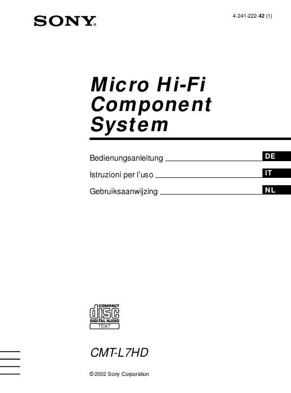 Mode d'emploi SONY CMT-L7HD