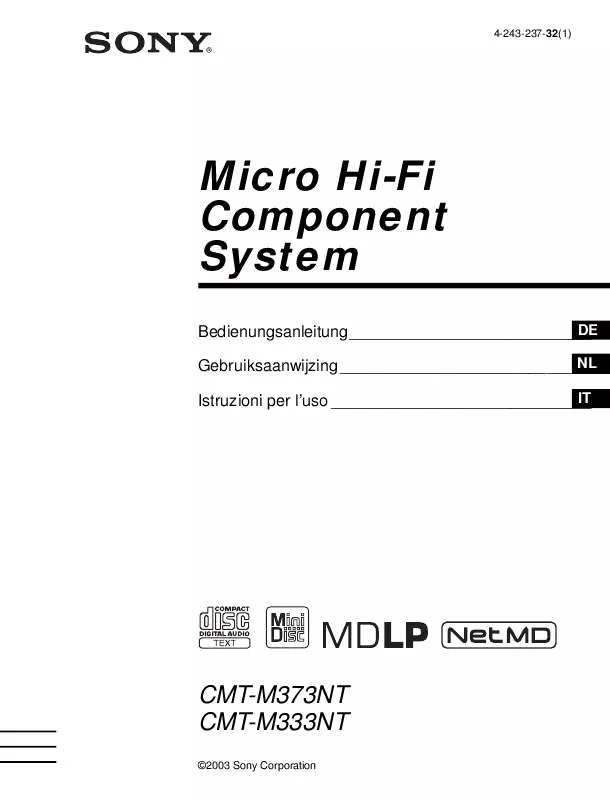 Mode d'emploi SONY CMT-M333NT