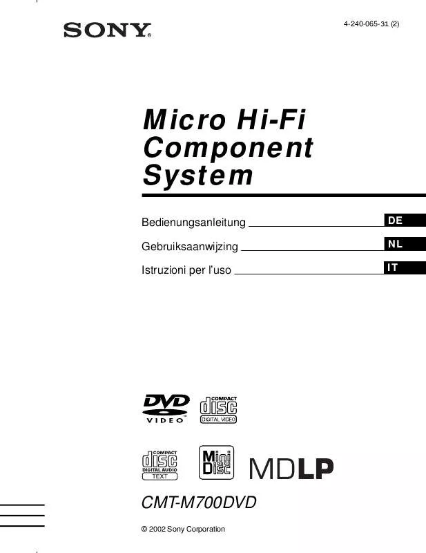 Mode d'emploi SONY CMT-M700DVD