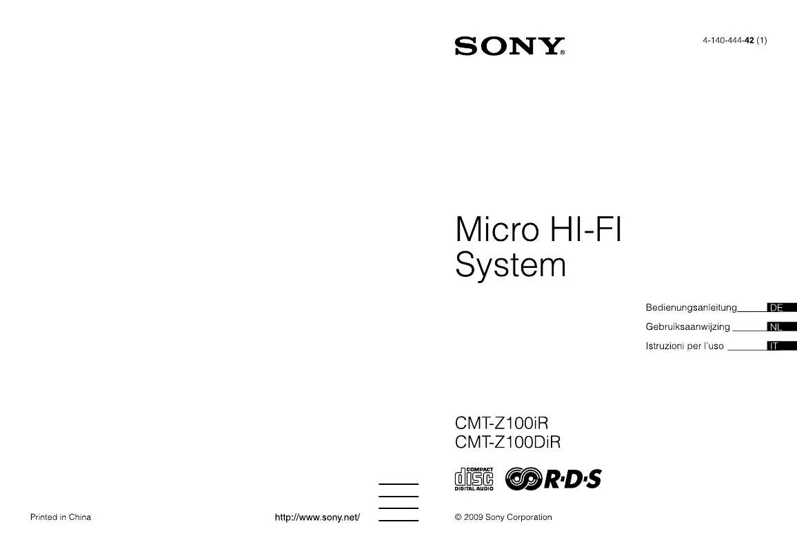 Mode d'emploi SONY CMT-Z100IR