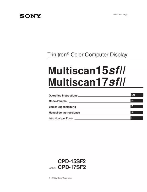 Mode d'emploi SONY CPD-15SF2