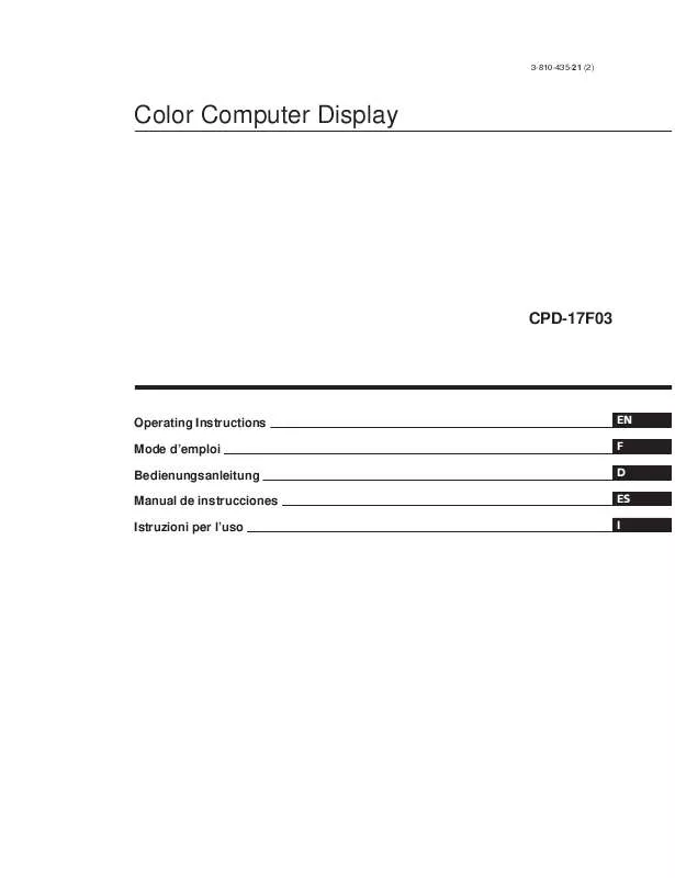 Mode d'emploi SONY CPD-17F03