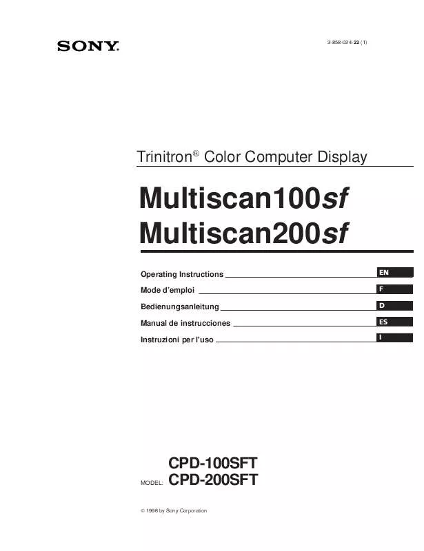 Mode d'emploi SONY CPD-200SFT