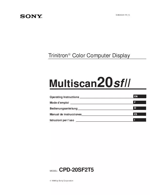 Mode d'emploi SONY CPD-20SF2T5