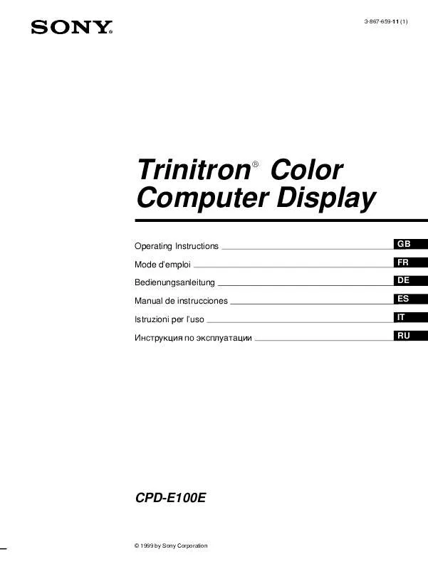 Mode d'emploi SONY CPD-E100E