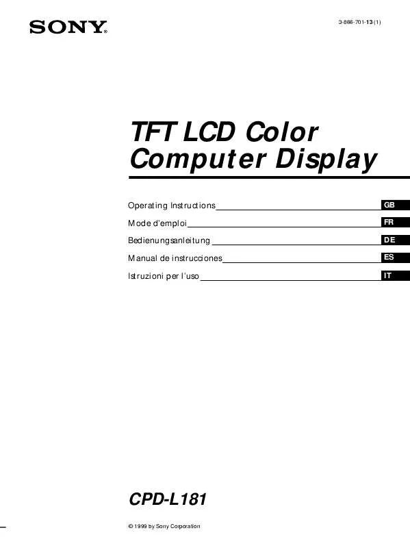 Mode d'emploi SONY CPD-L181