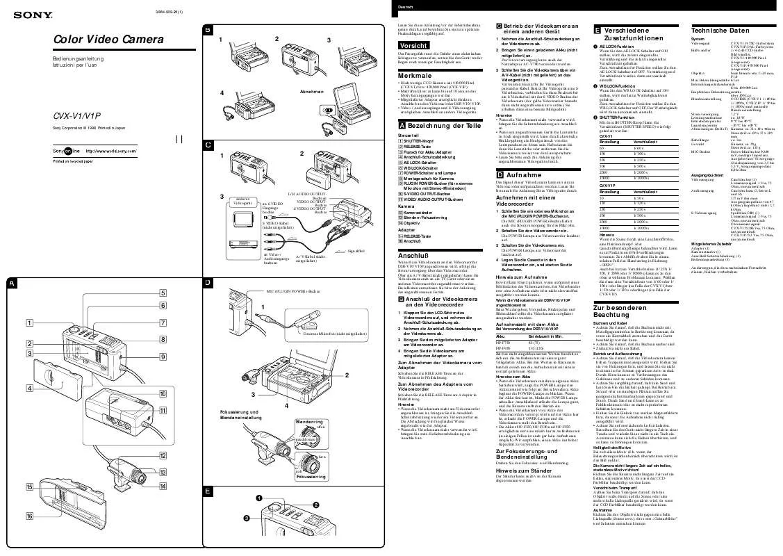 Mode d'emploi SONY CVX-V1