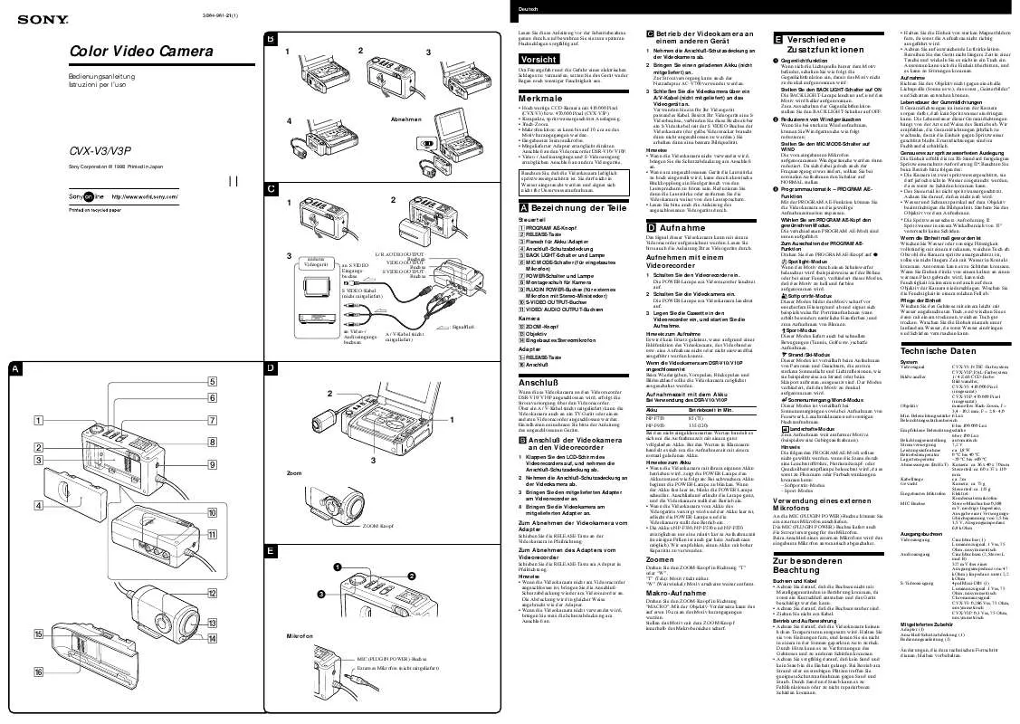 Mode d'emploi SONY CVX-V3