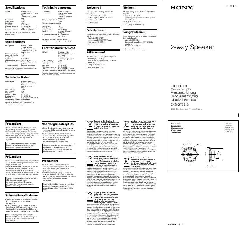 Mode d'emploi SONY CXS-GT2313