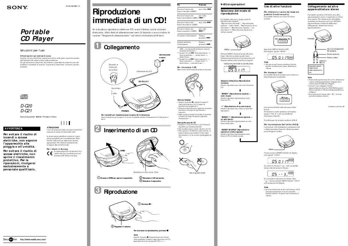 Mode d'emploi SONY D-C20