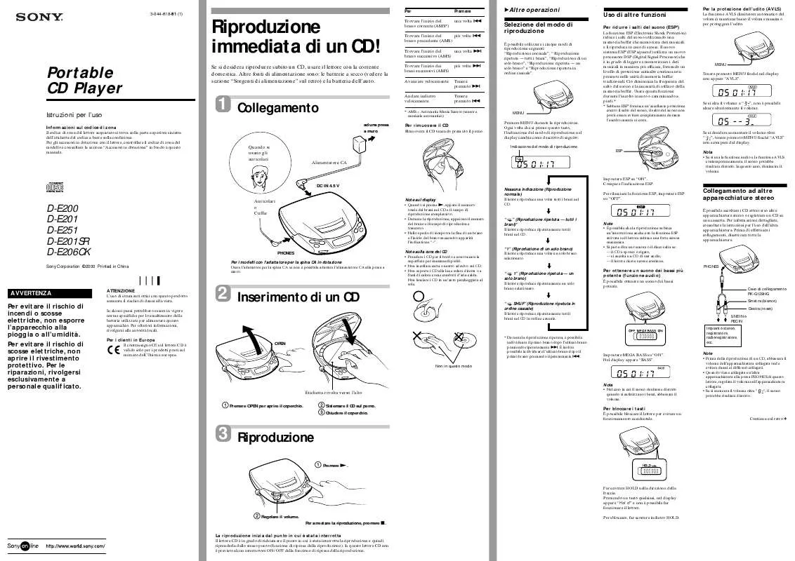 Mode d'emploi SONY D-E200