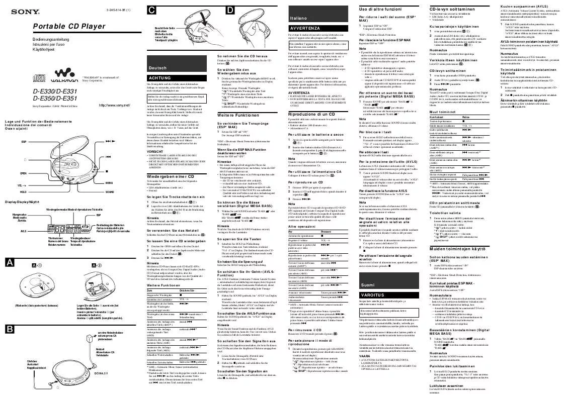 Mode d'emploi SONY D-E331