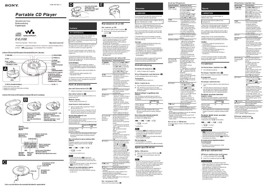 Mode d'emploi SONY D-EJ100