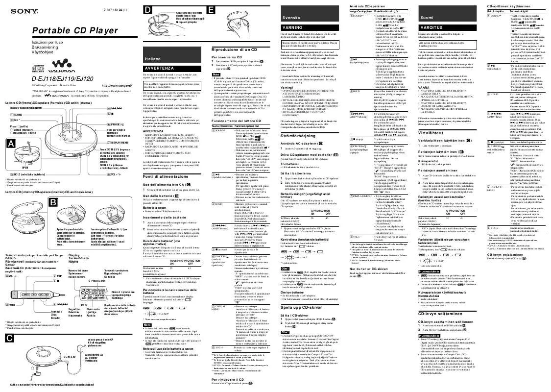 Mode d'emploi SONY D-EJ118