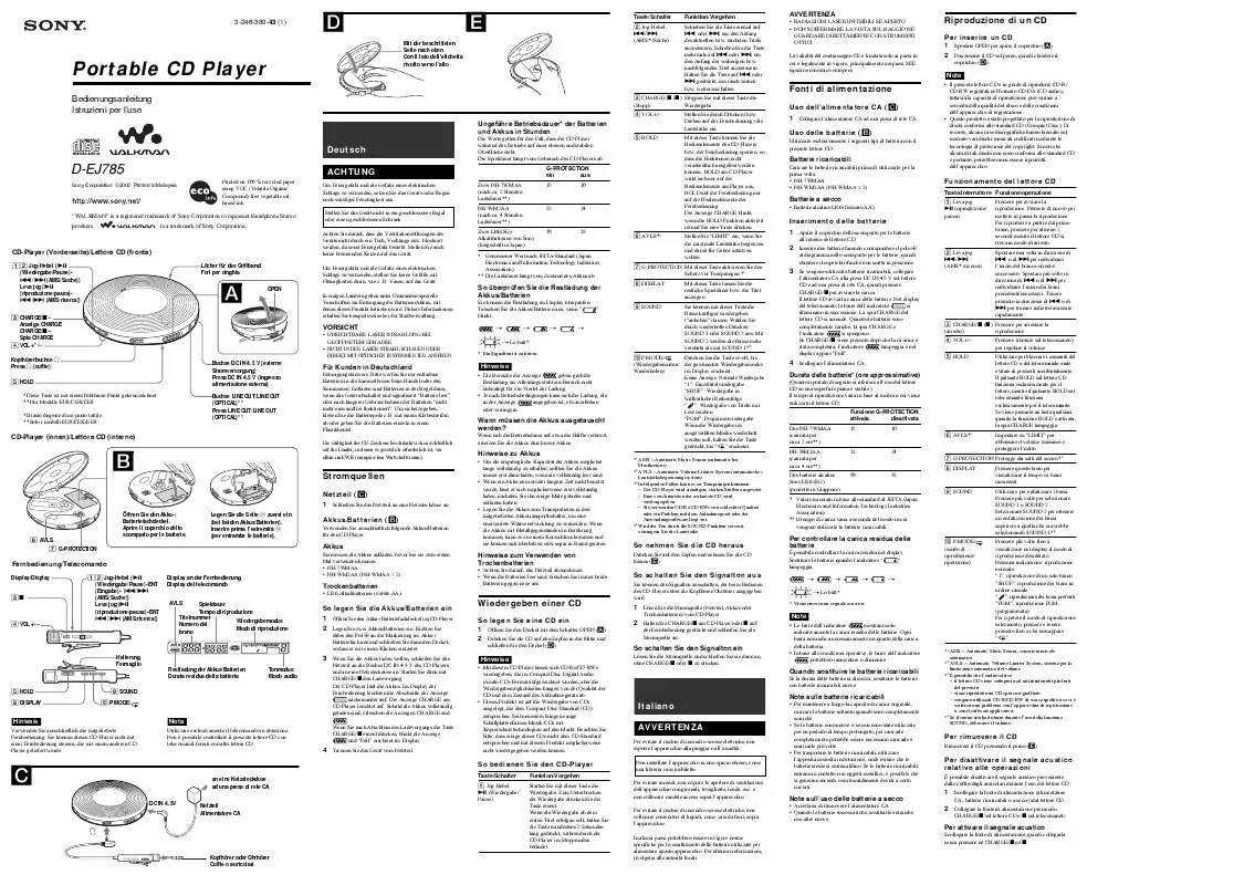 Mode d'emploi SONY D-EJ785