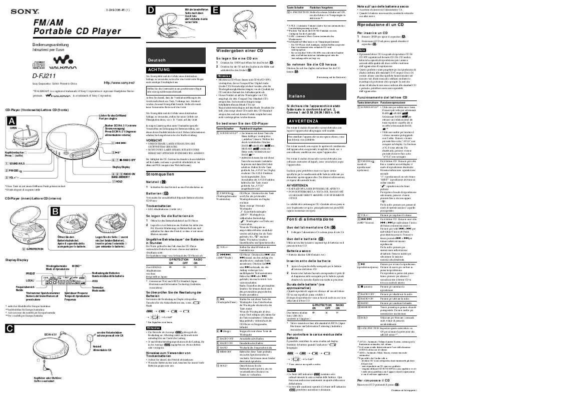 Mode d'emploi SONY D-FJ211