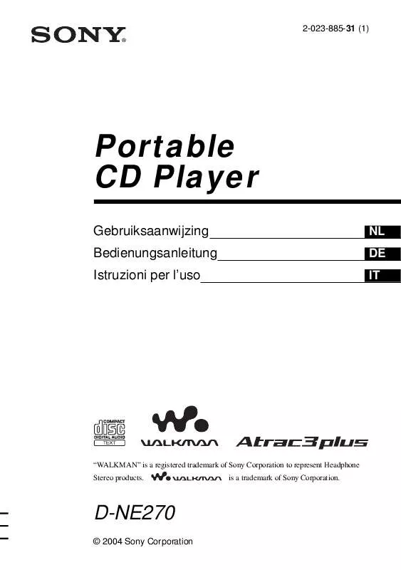 Mode d'emploi SONY D-NE270