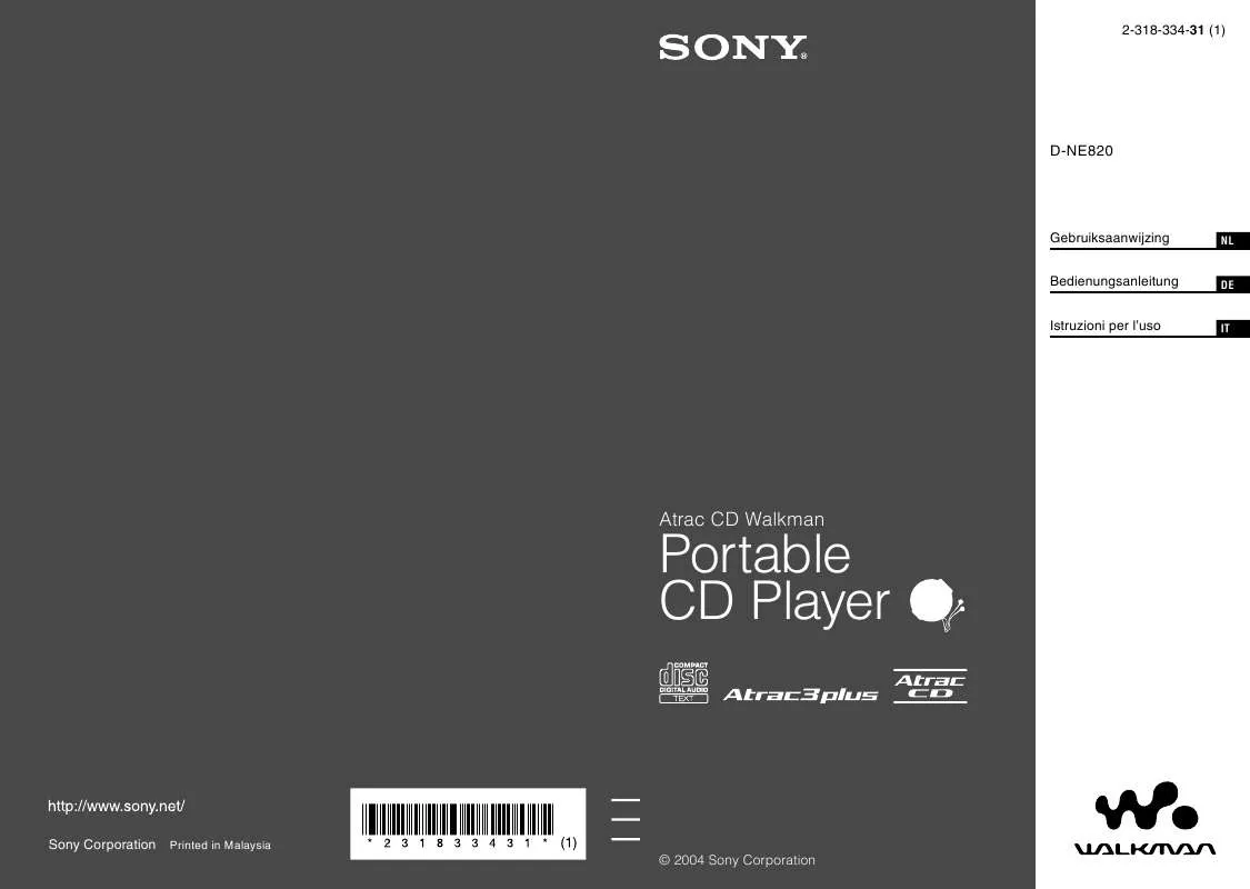 Mode d'emploi SONY D-NE820