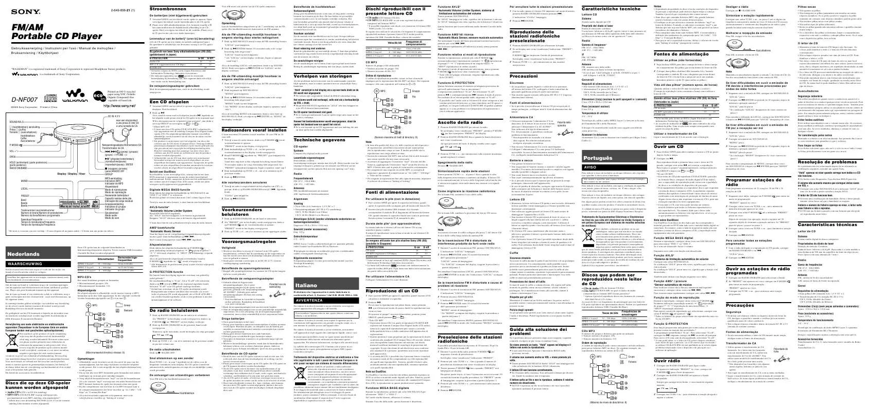 Mode d'emploi SONY D-NF007