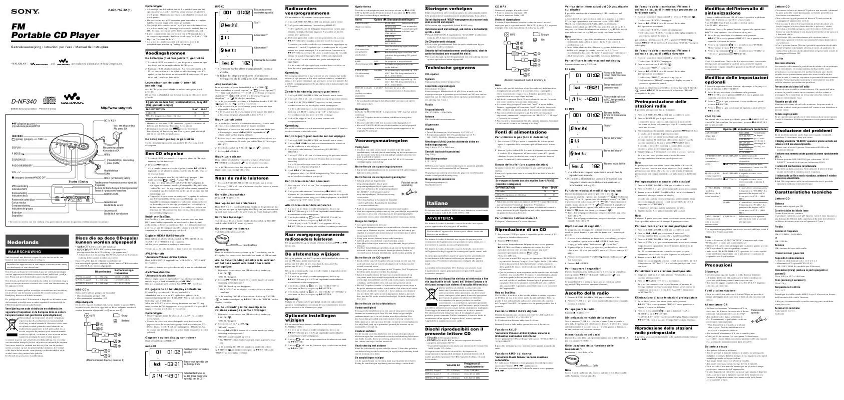 Mode d'emploi SONY D-NF340