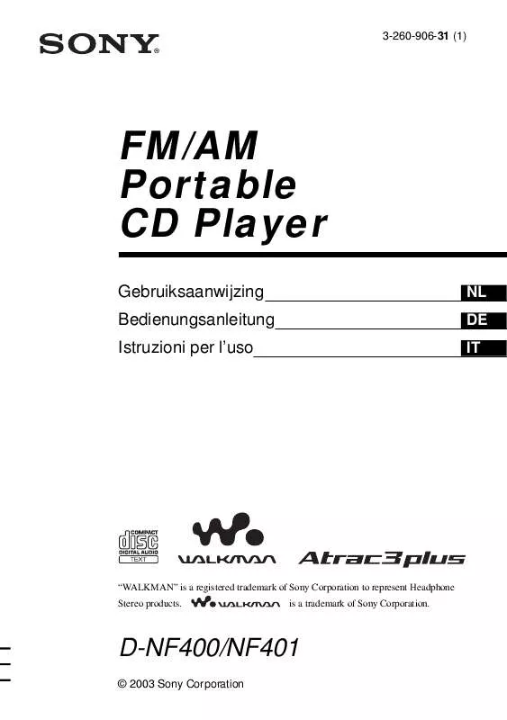 Mode d'emploi SONY D-NF400