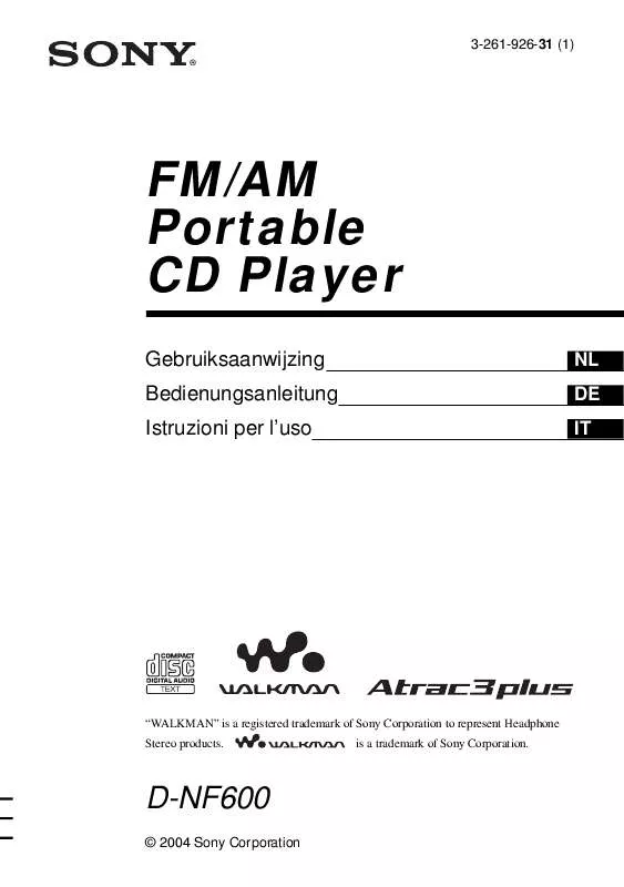 Mode d'emploi SONY D-NF600