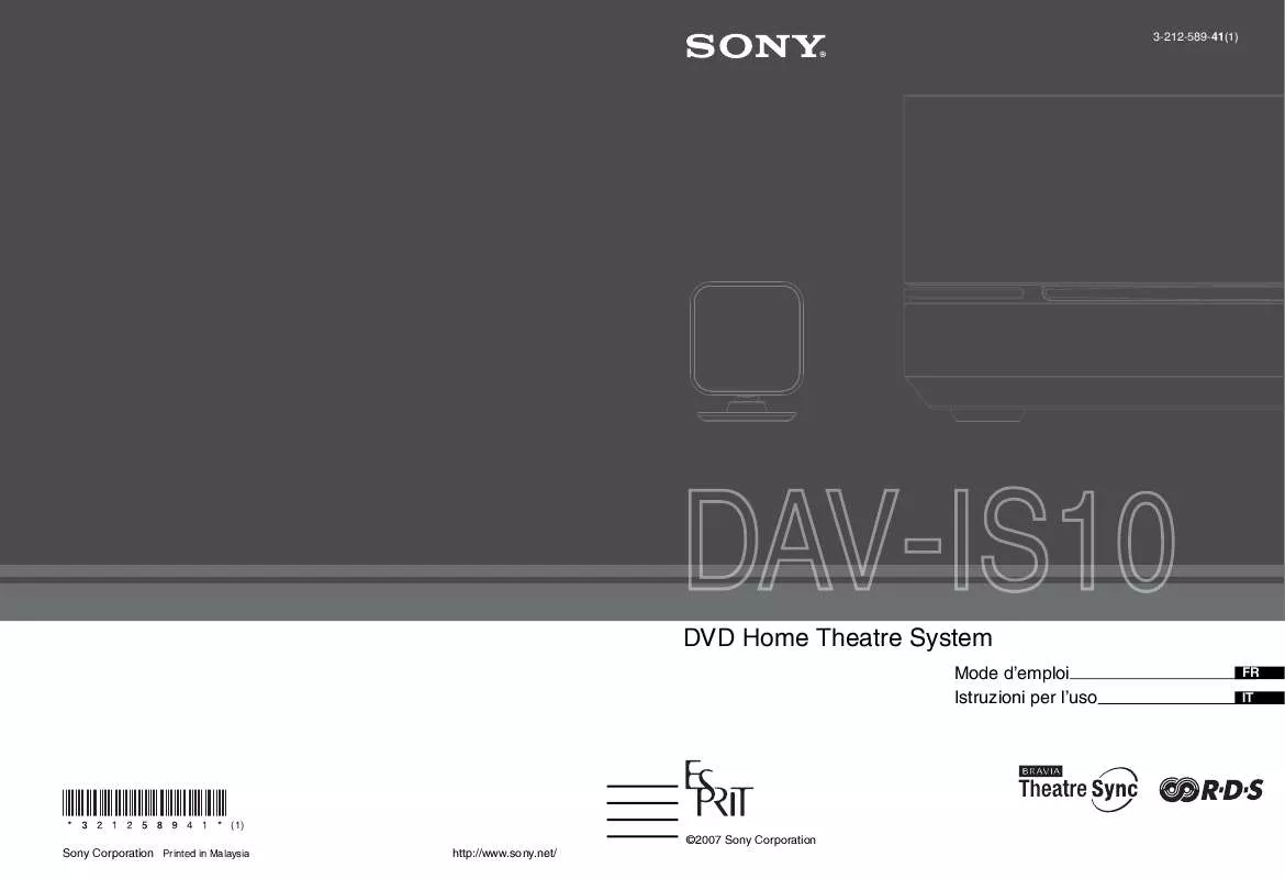 Mode d'emploi SONY DAV-IS10